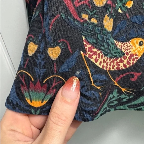 ANTHROPOLOGIE Eva Franco larksong Corduroy Birds Sequin Dress Size 8 - Picture 7 of 13